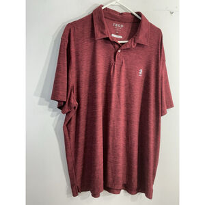 Men’s Izod Golf Stretch Short Sleeve Polo Shirt XXL Maroon 1/4 Button Collar